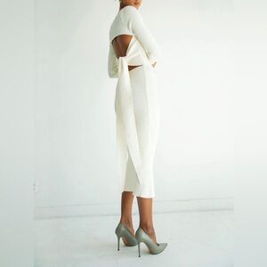 knee length dresses for ladies Asher Gown In Stretch Crepe – Halston
